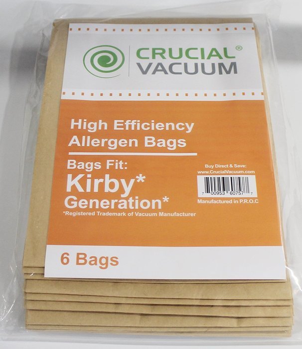 12 Kirby Paper Generations Bags, Part # 204803, 205803, Designed & Engineered by Crucial Vacuum N2