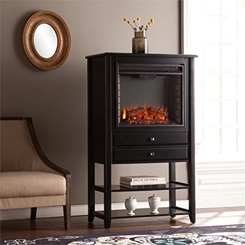 Pemberly Row Electric Fireplace Tower in Black