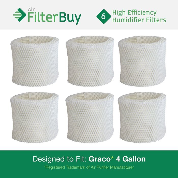 6 - Graco 4 Gallon Humidifier Filters. Designed by FilterBuy to fit Graco 2H02 and TrueAir 05521.