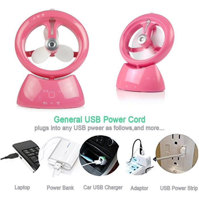 REXSONN Ultrasonic Desktop Cool Misting Fan Humidifier with Built-in Battery and Water Tank for Beauty, Home,... N8
