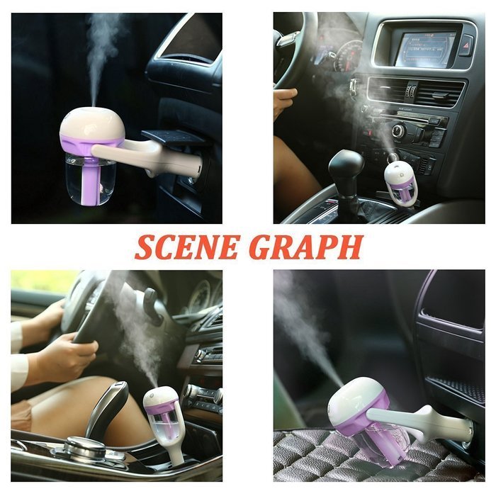 IPUIS Car Air Humidifier with USB Changer Port Aromatherapy Essential Oil Aroma Diffuser Air Purify Car charger... N4