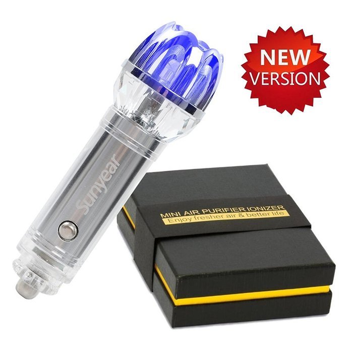 Sunyear Mini Car Ionizer Air Purifier, Remove Dust,Smoke,Bad Odor,Pollen,Perfect for Your Car,Rv and Truck N2