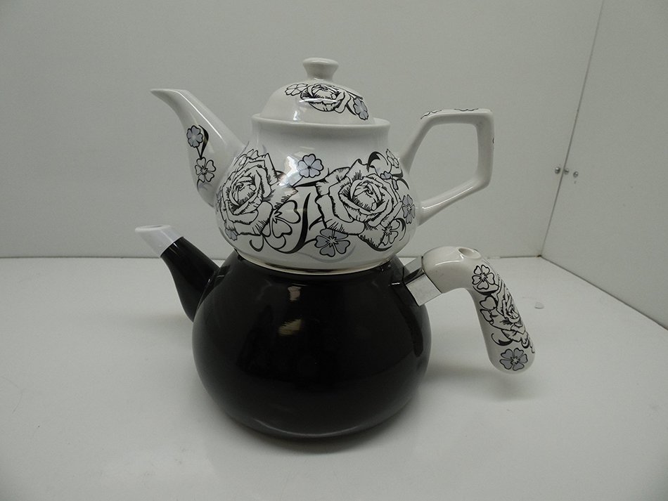 3 Pieces Tea Kettle Set-Family Size,Enamel,Stove Top, Fourth One. N4