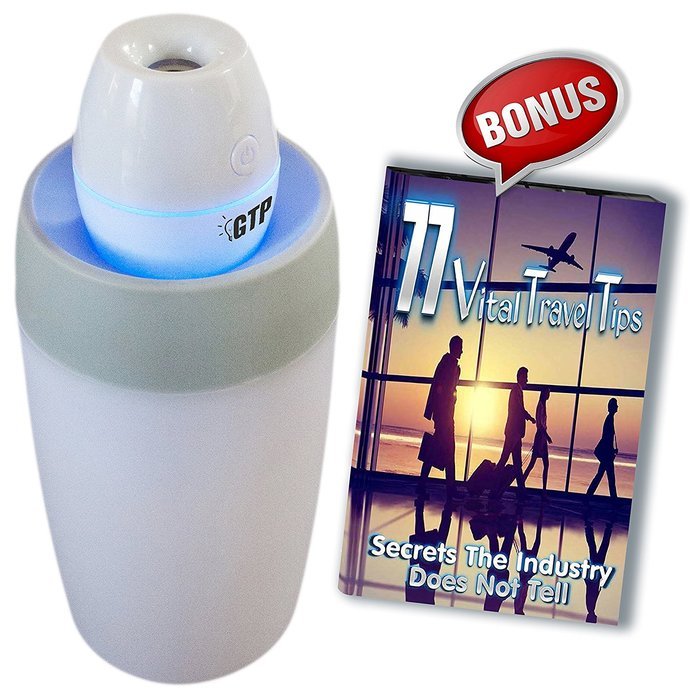 GTP USB Mini Personal Travel Cool Mist Portable Ultrasonic Room Humidifier - BONUS 77 Secret Travel Tips eBook... N9