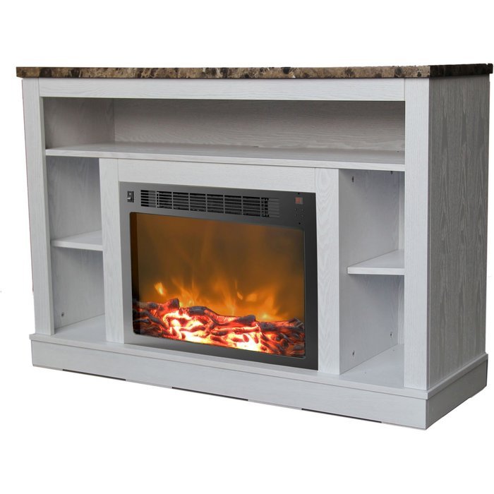 Cambridge Seville Fireplace Mantel with Electronic Fireplace Insert, White N4