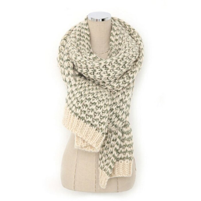 KAKA(TM) Women's Korean Artistic Stylish Winter Grid Knitting Wool Lovers Oversized Shawl Scarves N2