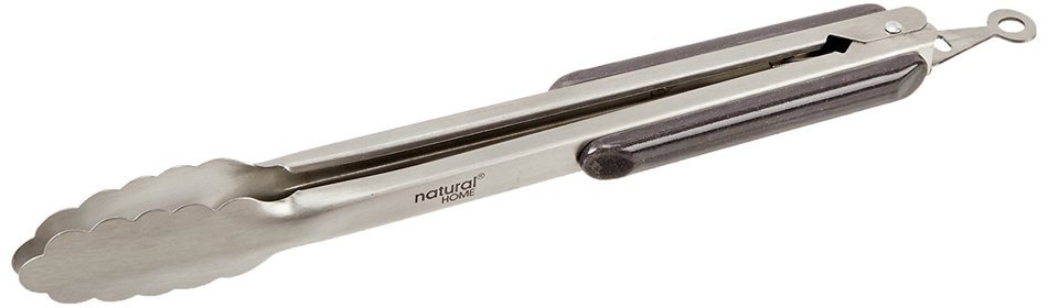 Natural Home Stainless Steel and Moboo Food Tongs, Charcoal N2