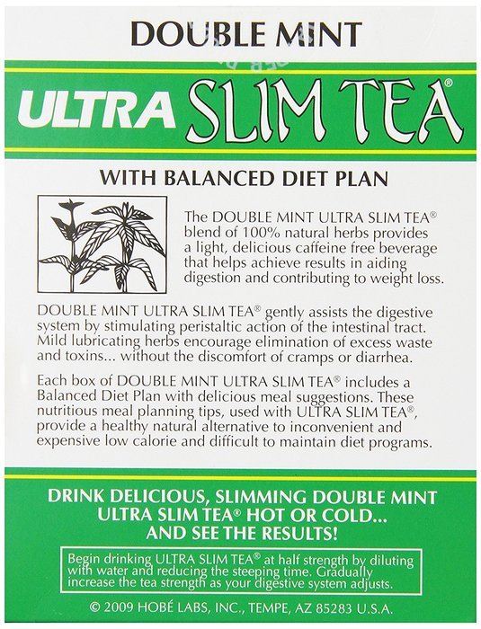 Ultra Slim Tea, Double Mint, Tea Bags, 24 Count Box N5