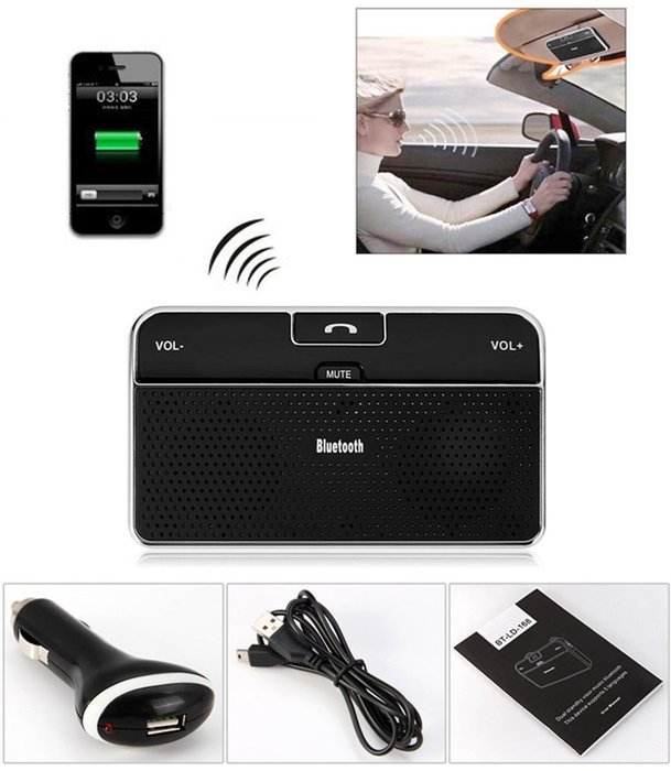 Hands Free Vehicle Mounted Bluetooth Speakerphone with Multiuse by Deruicent N4
