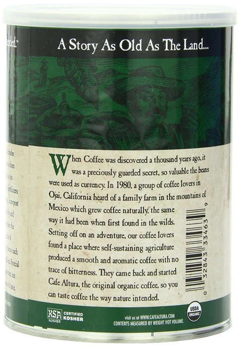 Cafe Altura Ground Organic Coffee, Regular Roast, 12 Ounce (Pack of 3) N11