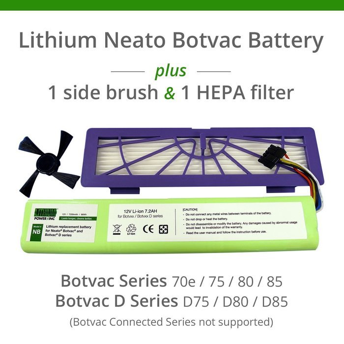 Lithium Neato Replacement Battery For Neato Botvac 70e, 75, 80, 85 and Botvac D75, D80, D85 Series, 7200mAh (Side... N2