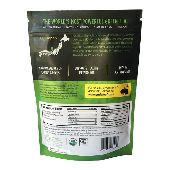 Jade Leaf - Organic Japanese Matcha Green Tea Powder, Premium Culinary Grade (Preferred By Chefs and Cafes for... N2