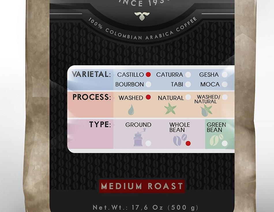Laderas del Tapias Castillo Natural Whole Bean Colombian Coffee N19