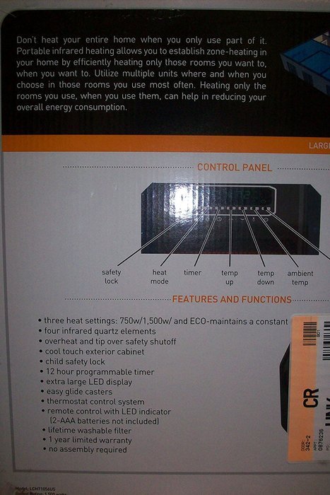 Life Lux Infrared Quartz Heater-Large Room