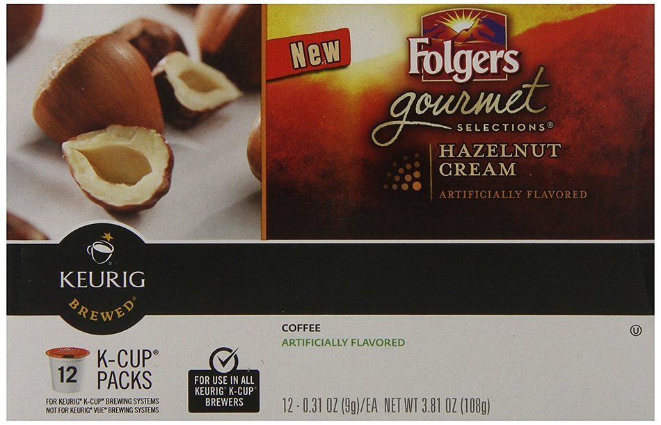 Folgers Gourmet Selections Hazelnut Cream Flavored Ground Coffee, K-cup Pods, 72 Count N4