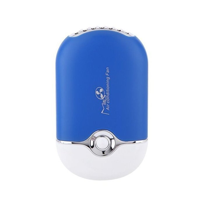 Cyours Mini Air Conditioning Fan,Hand-held No Leaf Fan (blue)