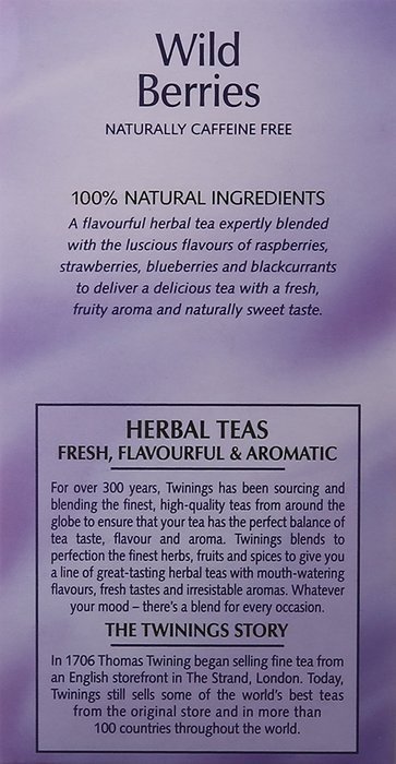 TWININGS Herbal Tea, Wild Berries, 20 Count N3