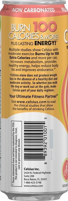 Celsius Green Tea, Peach Mango, 12 Ounce (Pack of 12) N80