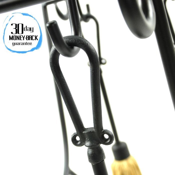 WoodEze HR26216A Scroll Wrought Iron Firewood Rack with Fireplace Tools & Fire Starter Shelf | Black Finish N6