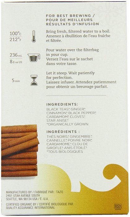 Tazo Tazo Chai Filter Bag Tea, 24-Count Packages (Pack of 6)
