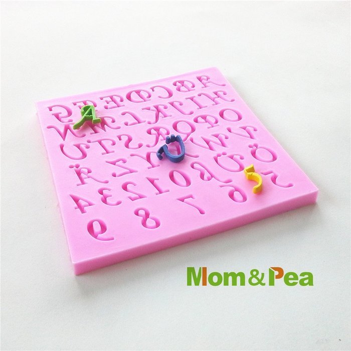 Mom&pea 0520 Numbers & Letters Shaped Silicone Mould for Fondant Cake Sugar Paste Cake Decoration 3d Cake Toppers... N4