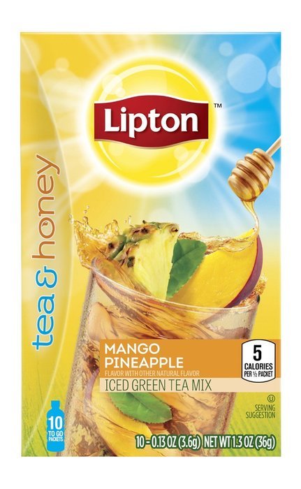 Lipton To Go Stix Iced Green Tea Mix, Tea and Honey, Blackberry Pomegranate, 10Count (Pack of 12) N13