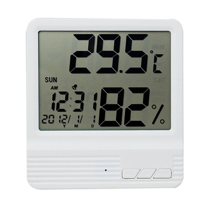 A.B Crew Large LCD Screen Digital Thermometer Hygrometer with Alarm Clock Date Week Ultra Thin Indoor Humidity... N4