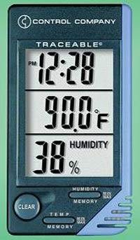 1105704 Thermometer Trace w/Clock &Humidity Ea Control Company -06-662-4