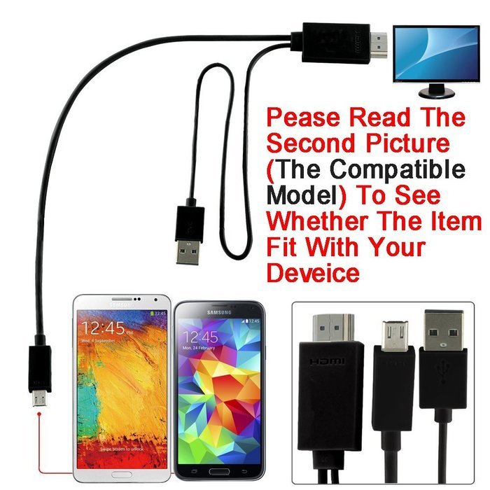 AnoKe@ MHL Kit Universal MHL Micro Usb 3.0 to Hdmi Cable 6.5 Feet / 2M Adapter 1080p Hdtv for S5, S4,S3,Note 4...