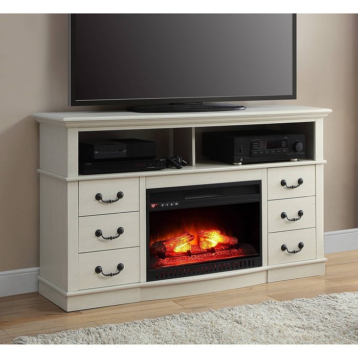 Antique White Finish 60" Better Homes And Gardens Remote Control Fireplace Media Console For TV's Up To 70" N5