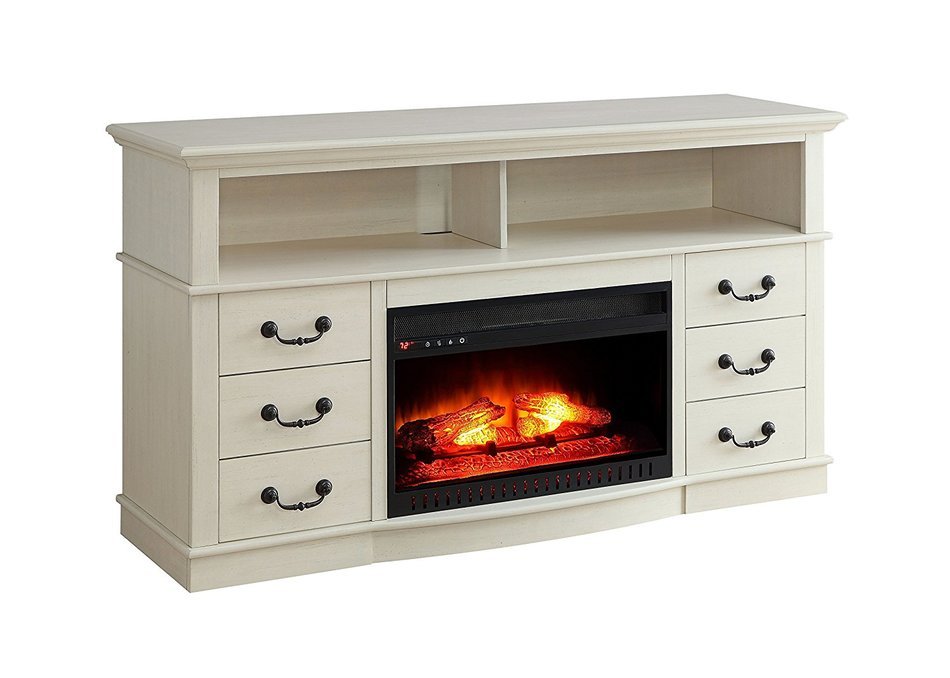 Antique White Finish 60" Better Homes And Gardens Remote Control Fireplace Media Console For TV's Up To 70" N6