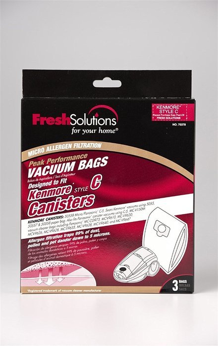 Fresh Solutions 70378 Kenmore C 50558 Canister Micro Filtration Vacuum Bags, Qty 3