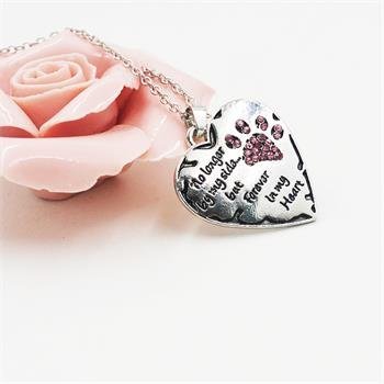 Xmas Love Wedding Crystal Cat Dog Pet Paws Claw Footprint Heart Pendant Necklace