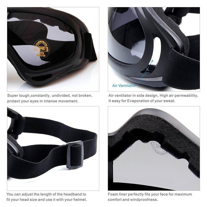 Viriber Snow Googles Windproof UV400 Motorcycle Snowmobile Ski Bicycle Riding Goggles Eyewear Sports Protective... N4