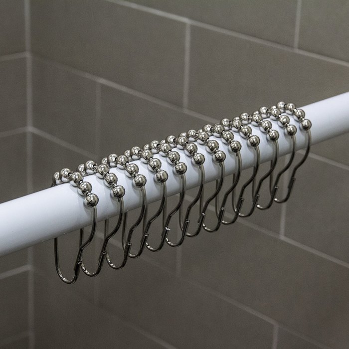 Shower Curtain Hooks and Shower Liner - 72" x 72" 4 Gauge PEVA Shower Curtain Liner with Metal Grommets, Mildew-Free...