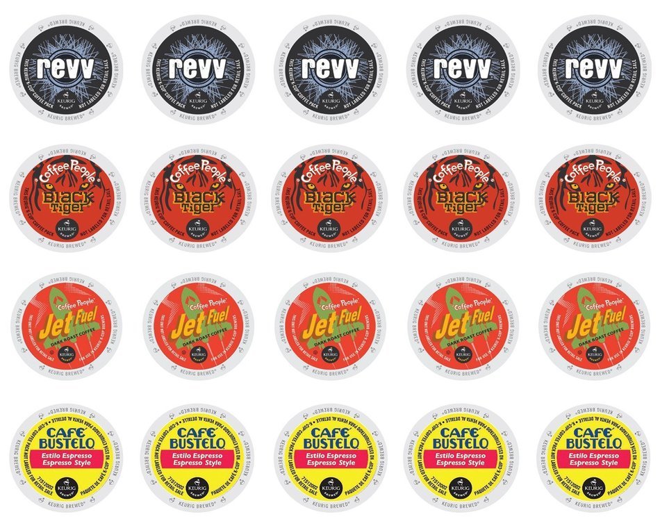High Octane Variety K-cup Sampler Pack for Keurig 2.0 - Caf&eacute; Bustelo Espresso, Revv, Jet Fuel & Black Tiger -...
