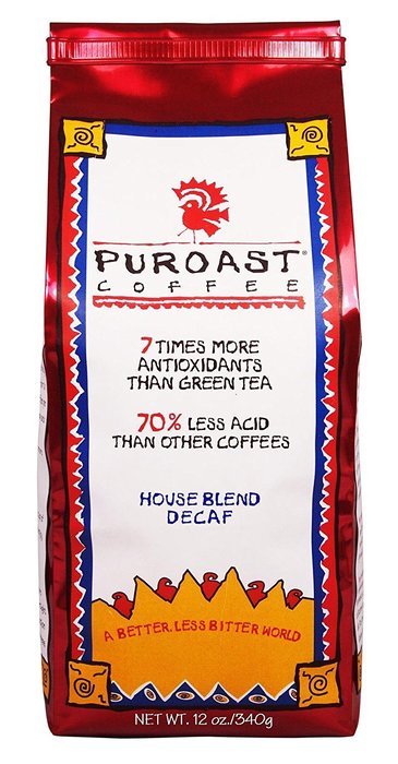 Puroast Low Acid Coffee House Blend Decaf Ground,12 oz. Bag (Pack of 2) N3