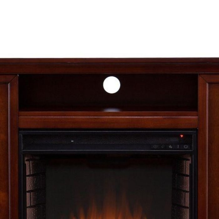 Carter 48 in. Convertible Indoor Mahogany Brown Electric Media Console Wall Mounted or Corner Fireplace, For TV... N5