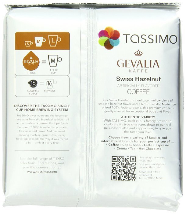 Gevalia Swiss Hazelnut Coffee (Medium), 16-Count T-Discs for Tassimo Coffeemakers (Pack of 2) N3