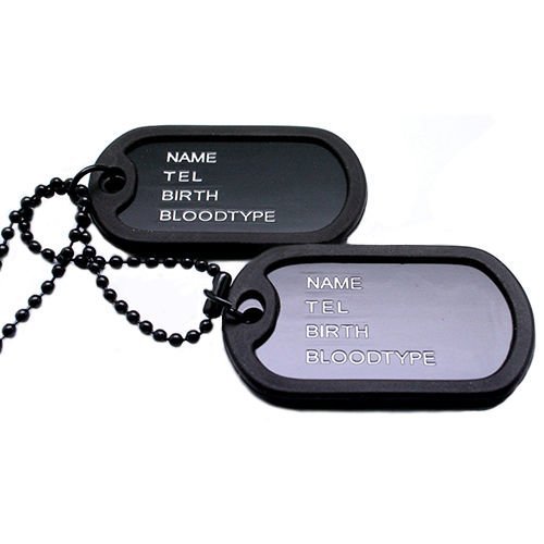 Men's Interesting Military Army Style Black 2 Dog Tags Chain Pendant Necklace