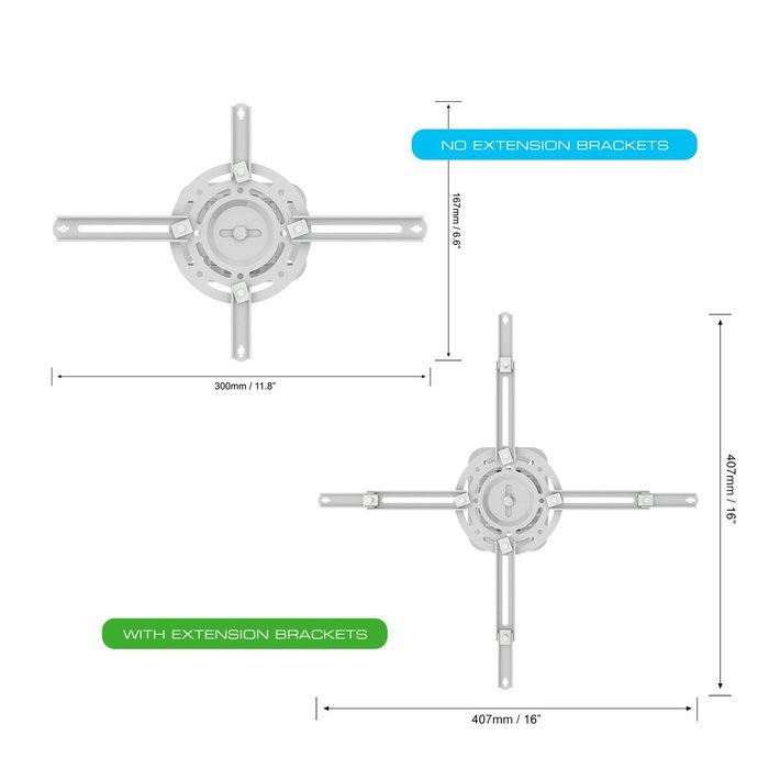QualGear PRB-717-WHT Universal Ceiling Mount Projector Accessory N9