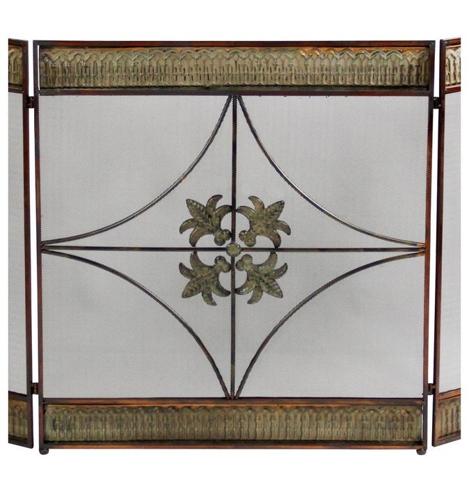 Fireplace Screen of Durable Metal w/ 3 Panels Ideal for Home Decoration N5