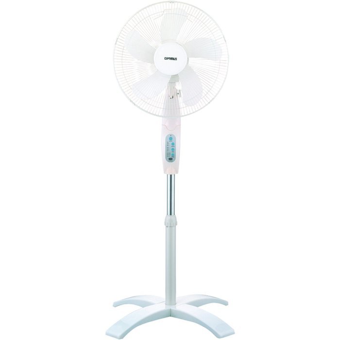 Optimus F-1760 16-Inch Wave Oscillating 3-Speed Stand Fan with Remote Control, White