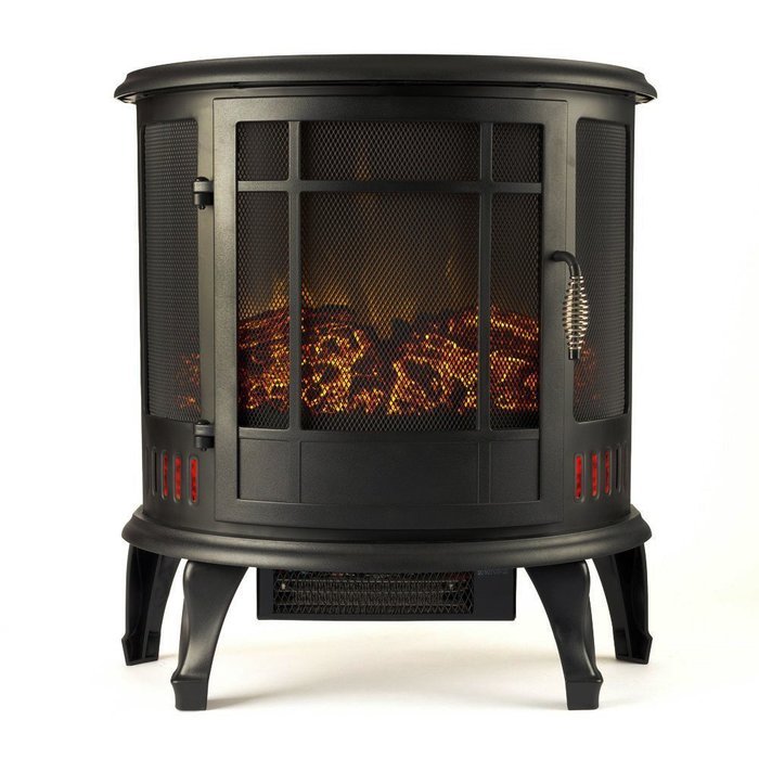 Della 1400W Electric Fireplace Portable Stove Space Heater Realistic Flame, Black