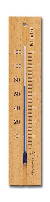 Analog Wall Thermometer Beechwood 7.8 inch Fahrenheit Temperature Scale (Walnut Finish) N3