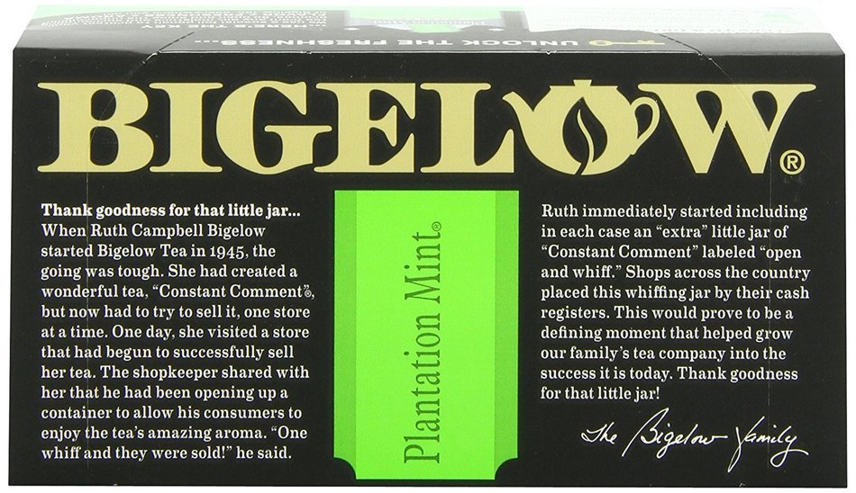 Bigelow Plantation Mint Tea, 20-Count Boxes (Pack of 6) N6