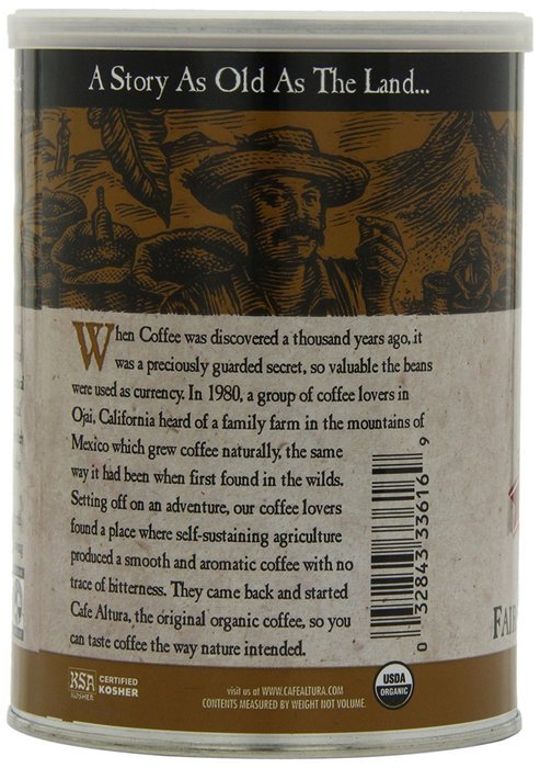 Cafe Altura Ground Organic Coffee, Regular Roast, 12 Ounce (Pack of 3) N13