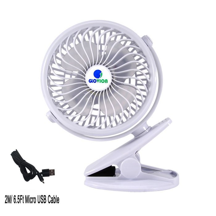 [Update Version with 6.5 Ft Micro Charging Cable] Glovion Baby Clip Stroller Fan - USB Rechargeable Portable Fan... N3