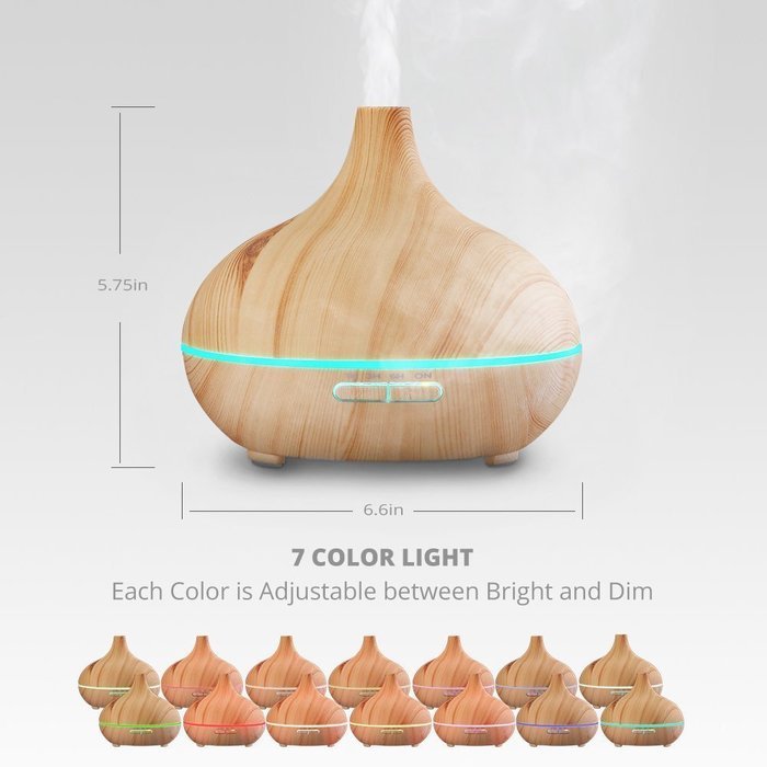 AromaLife 300ml Ultrasonic Aromatherapy Essential Oil Diffuser Cool Aroma Mist Humidifier with LED Light for Home... N9