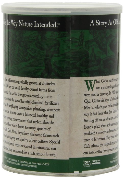 Cafe Altura Ground Organic Coffee, Regular Roast, 12 Ounce (Pack of 3) N19